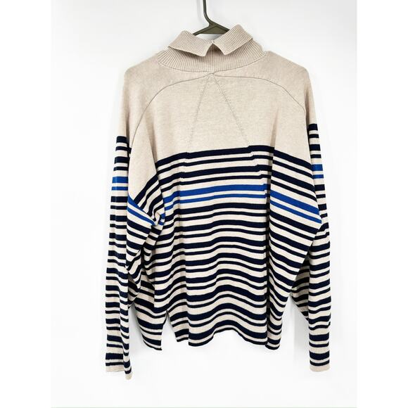 Rag & Bone Ann Striped Cashmere Blend Turtleneck Sweater in Oatmeal Size Large - Picture 3 of 5
